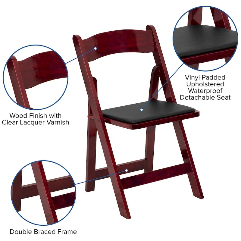 Vinyl-padded Wood Folding Chair (Set of 4)