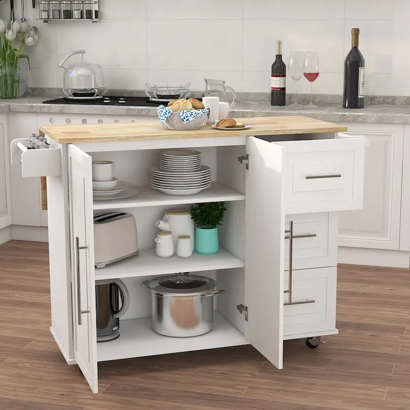 Multi Functional Kitchen Island&Cart/Buffet with Spice Rack and Towel Rack