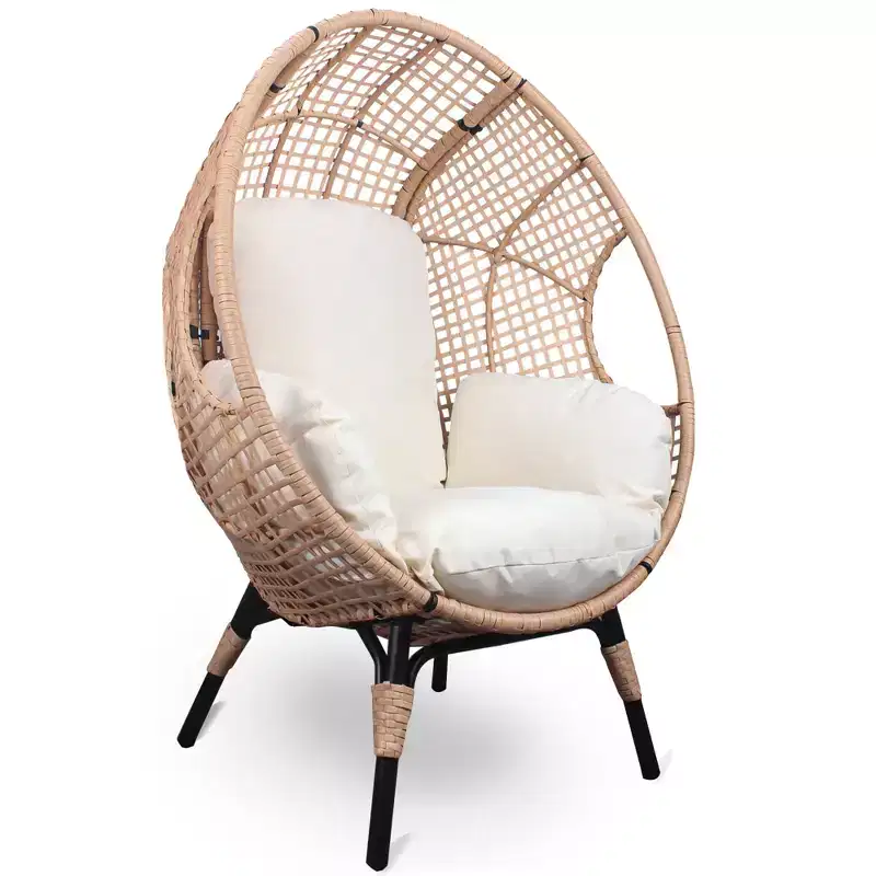GDFStudio Larkin Modern Galvanized Steel and Polyester Upholstered Egg Chair