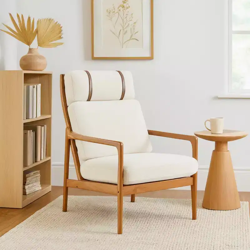 Mid-Century Modern Accent Chair – Beige