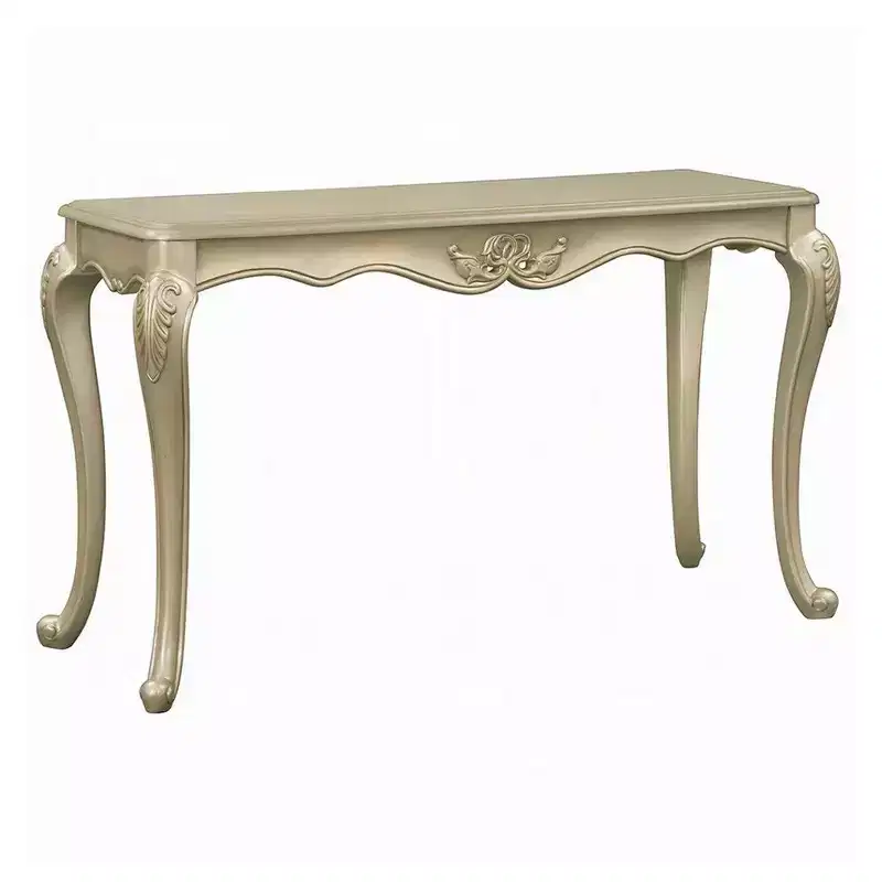 52-Inch Wooden Sofa Table with Carved Legs and Champagne Finish