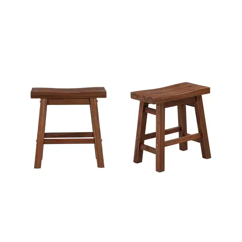Saddle Stools, Acacia Wood, Rustic Farmhouse