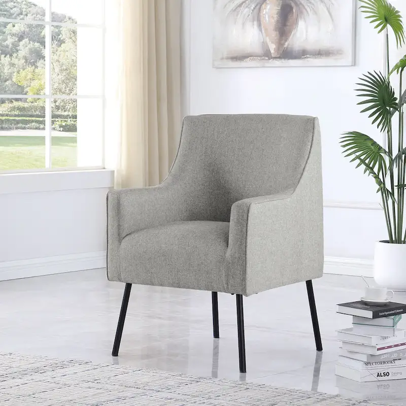 Modern Woven Fabric Accent Chair with Matte Black Legs