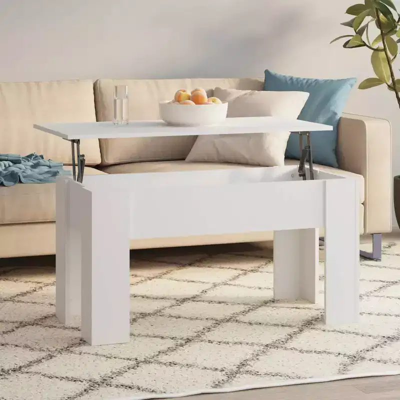 Coffee Table White Engineered wood Medium Adjustable