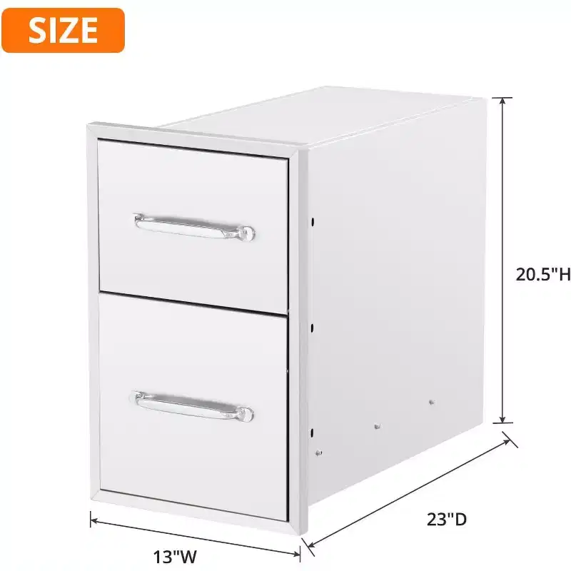 Outdoor Kitchen Drawers with Paper Towel Holder, Stainless Steel BBQ Island Storage, Multi Grill Station Access Drawers