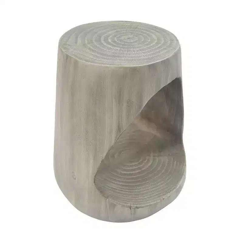 Modern Hollow Console Side Table in Gray, Wood-Like Texture