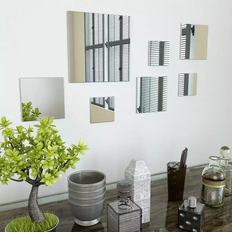 Wall Mirror Transparent Glass Small Decorative Inlays