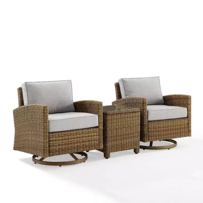 3pc Bradenton Outdoor Steel Swivel Rocking Chairs - Crosley