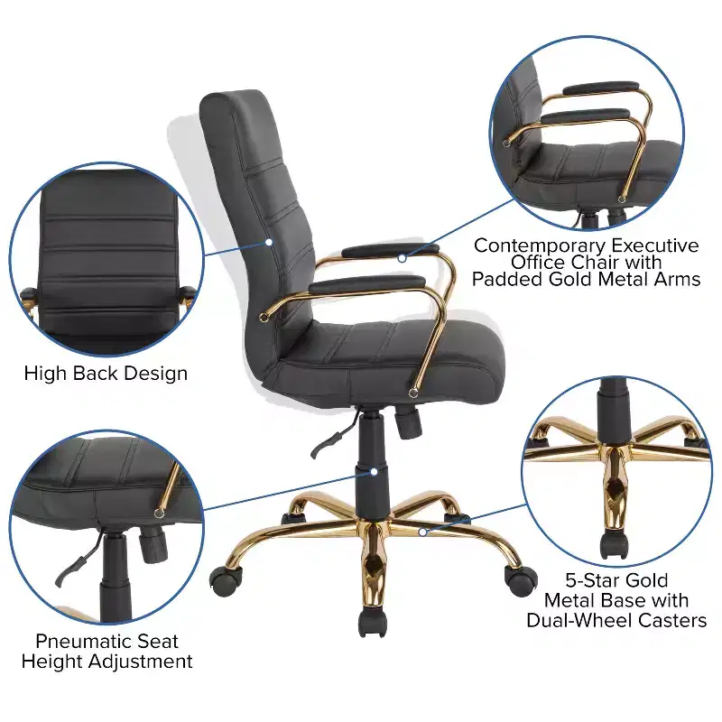 Flash Furniture High Back Executive Swivel Office Chair with Metal Frame and Arms