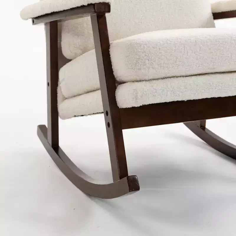 GDFStudio Ellowyn Mid Century Modern Wood Upholstered Accent Rocking Chair