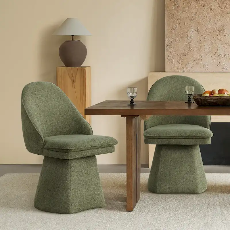 Darah Upholstered Swivel Armless Dining Chair Double-layered Cushions