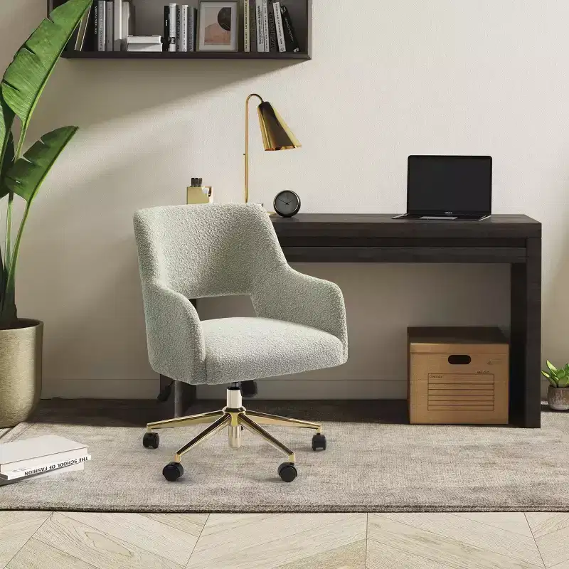 WestinTrends Genevieve Mid-Century Modern Swivel Office Chair With Wheels (Set Of 2), Desert Sage