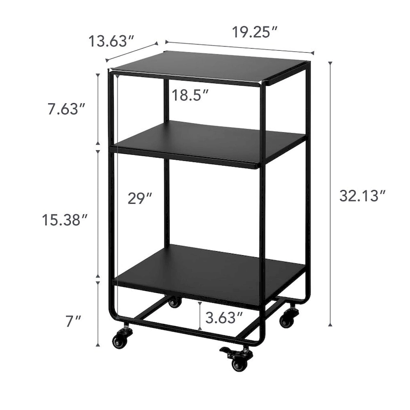Yamazaki Home Rolling Utility Cart, Steel, Wheels - L 19.29 x W 14.96 x H 32.09 inches