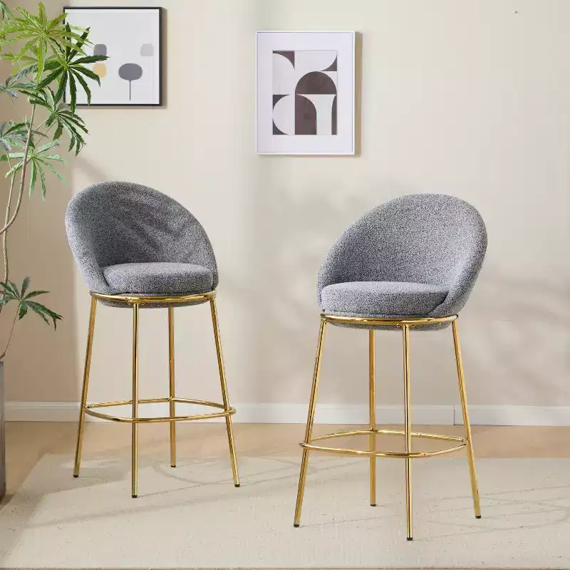 Christopher Knight Home Manlio Indoor Metal Frame Upholstered Barstools with Curved Backrest (Set of 2)