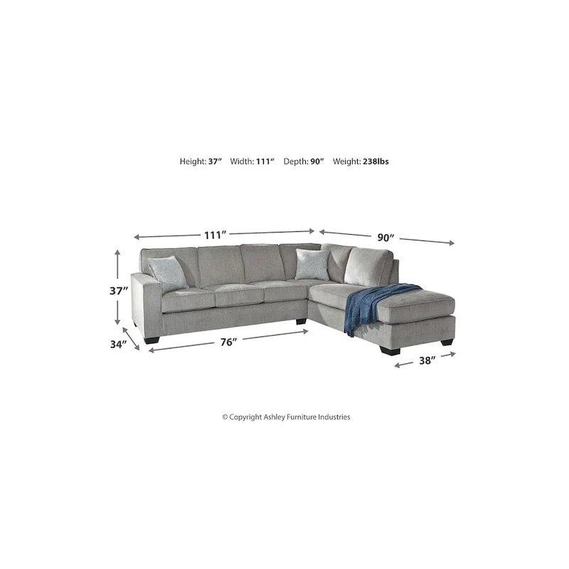 Signature Design by Ashley Altari 2-Piece Sleeper Sectional with Chaise - 110W x 90D x 37H