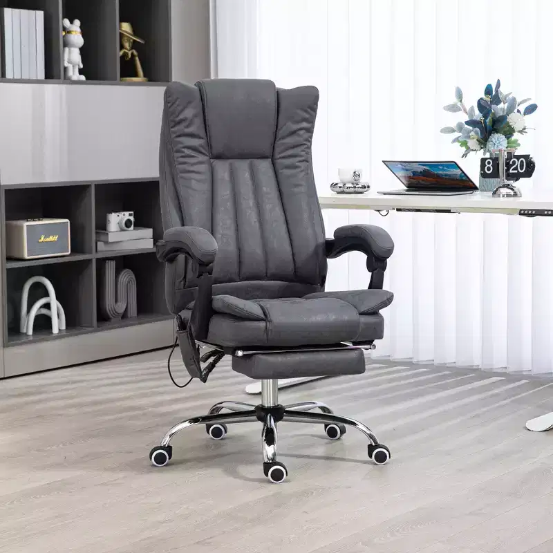 Massage Office Chair with 6 Points and Heat, Reclining Computer Chair with Adjustable Height and Footrest