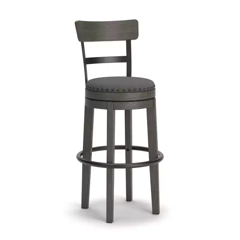 Barstool Gray: Antiqued Finish, Swivel, Nailhead Trim
