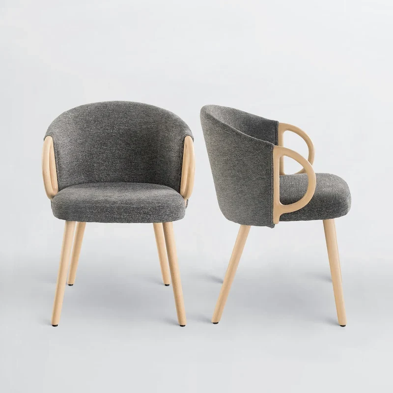 Art Leon Modern Fabric Accent Dining Wood Chair (Set of 2)