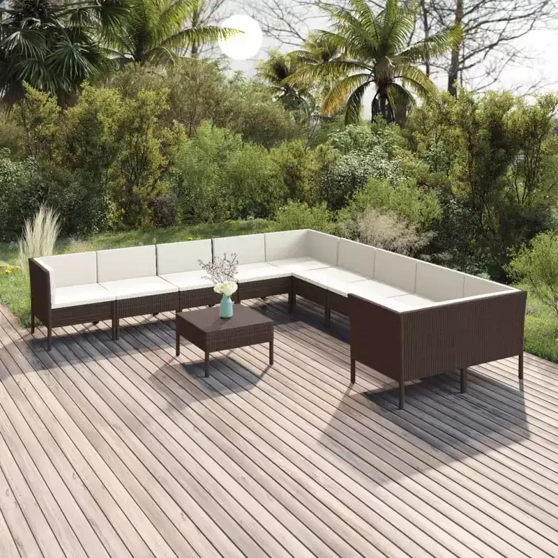 vidaXL Garden Lounge Set Brown PE Rattan Large Modular
