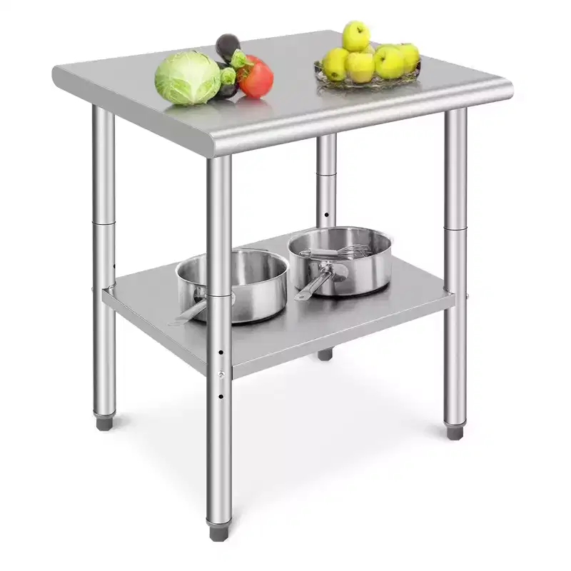 Stainless Steel Table 30 x 24 x 35 Inch Commercial Work Table, Workbench Heavy Duty Prep Worktable Metal Work Table with Adjustable Feet