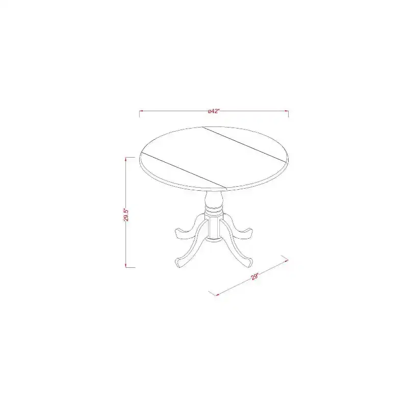 HomeStock 5 Piece Dining Room Furniture Set Includes a Round Kitchen Table with Dropleaf and 4 Dining Chairs, 42x42 Inch