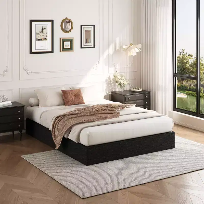 Dyonery 5/9 Inch Queen Metal Box Spring with Round Corners-High Profile Heavy Duty Mattress Foundation with Steel Slats,Noise-Free,Easy Assemble,Black
