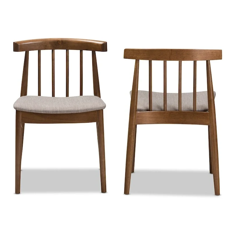 Mid-Century Beige Fabric Dining Chair Set by Baxton Studio