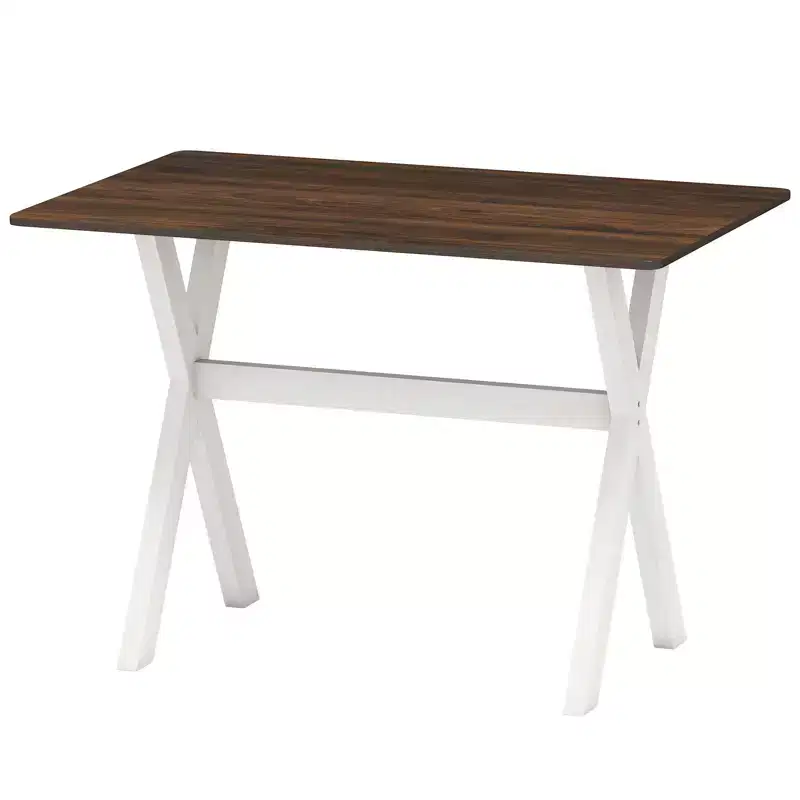 Costway Dining Table w/ X-shaped Frame Wood Grain Texture Tabletop Accent Side Table