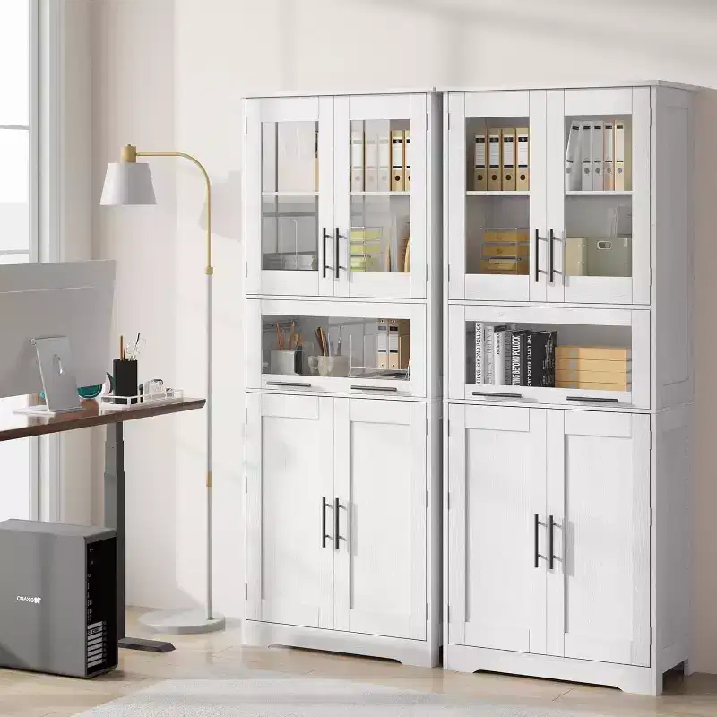 Bathroom cabinet bathroom cabinet with 4 doors and 1 drawer, bathroom tall cabinet with adjustable shelves for bathroom, living room, white