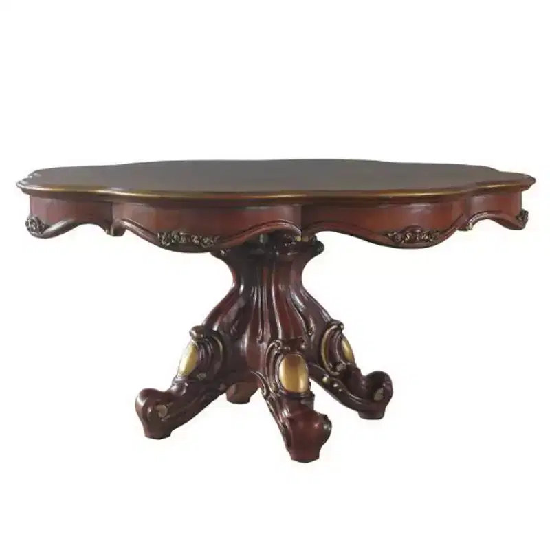Round Dining Table with Pedestal Base, Honey Oak Finish – 31