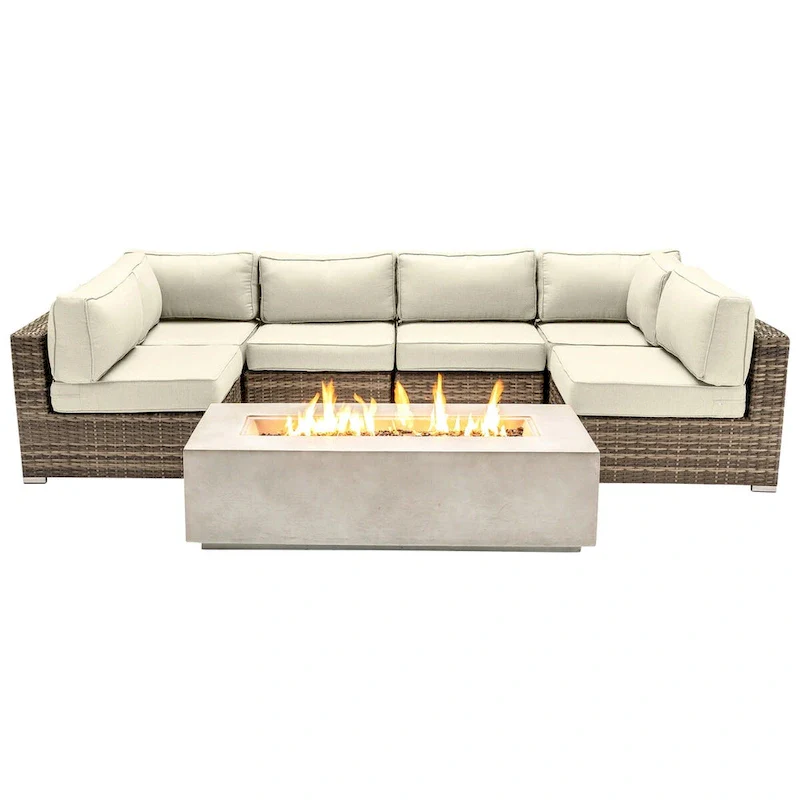 LSI 4 Person Seating Group With Firepit And Sunbrella Cushions