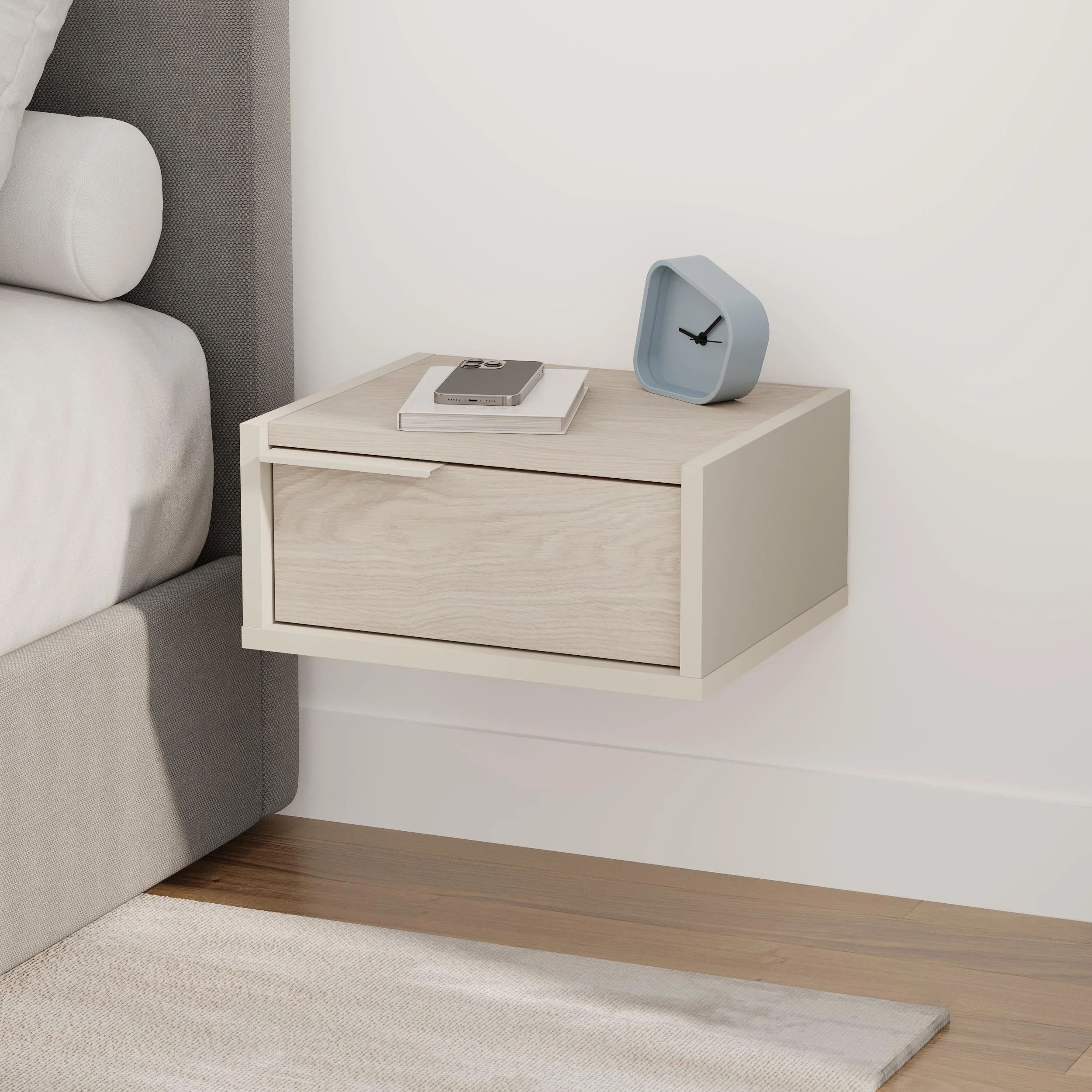 Eco Wall-Mounted Nightstand – Floating Bedside Table with Drawer