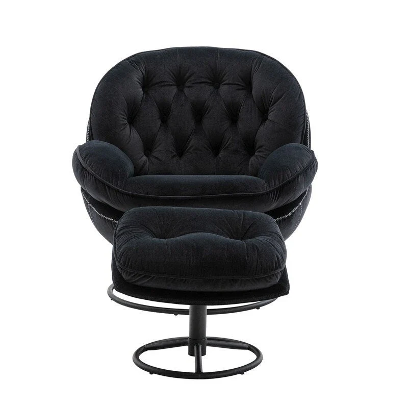 Accent chair TV Chair Living room Chair Grey with ottoman