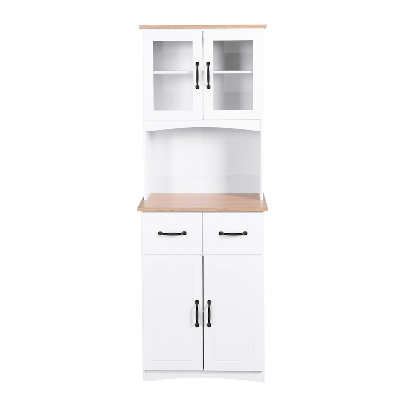 Kitchen Cabinet ,Storage Microwave Cabinet with Framed Glass Doors