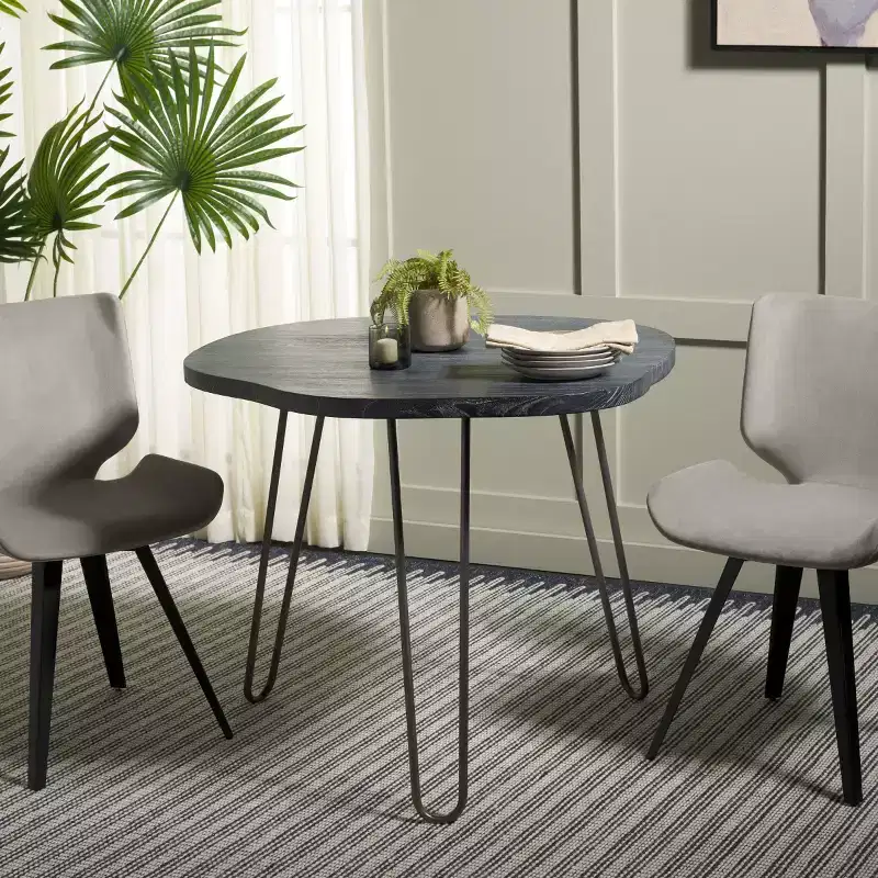 Mid-Century Modern Wood Dining Table, Free-Form Top, Seats 4, 39.4
