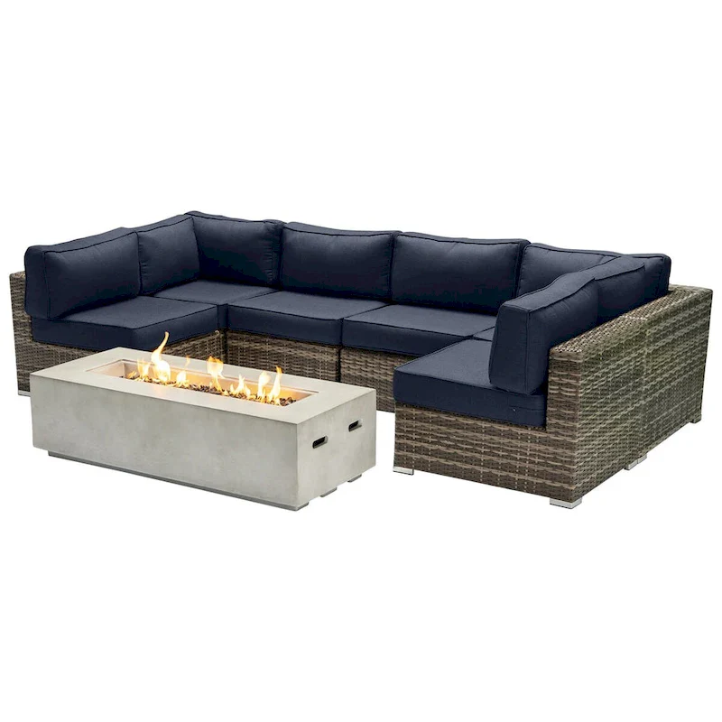 LSI 4 Person Seating Group With Firepit And Sunbrella Cushions