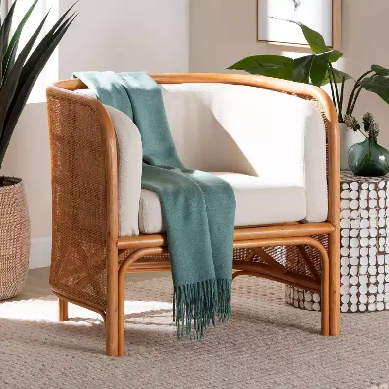 bali & pari Bandung Rattan Accent Chair Light Honey