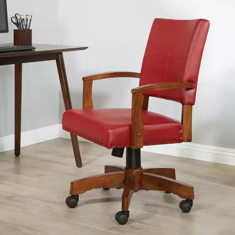 Deluxe Wood Bankers Chair Faux Leather - OSP Home Furnishings
