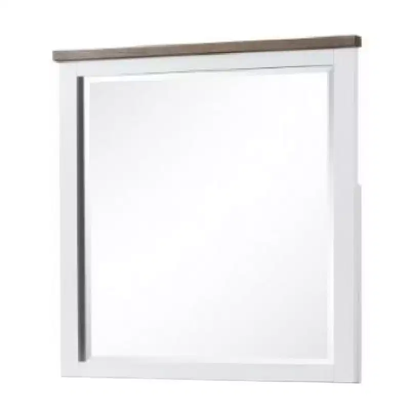 Royal Hampton Dresser Mirror, White Pinewood Frame, Dark Brown Top, 36 Inch