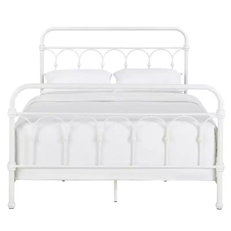 Caledonia Casted Knot Metal Queen Bed - Antique White - iNSPIRE Q