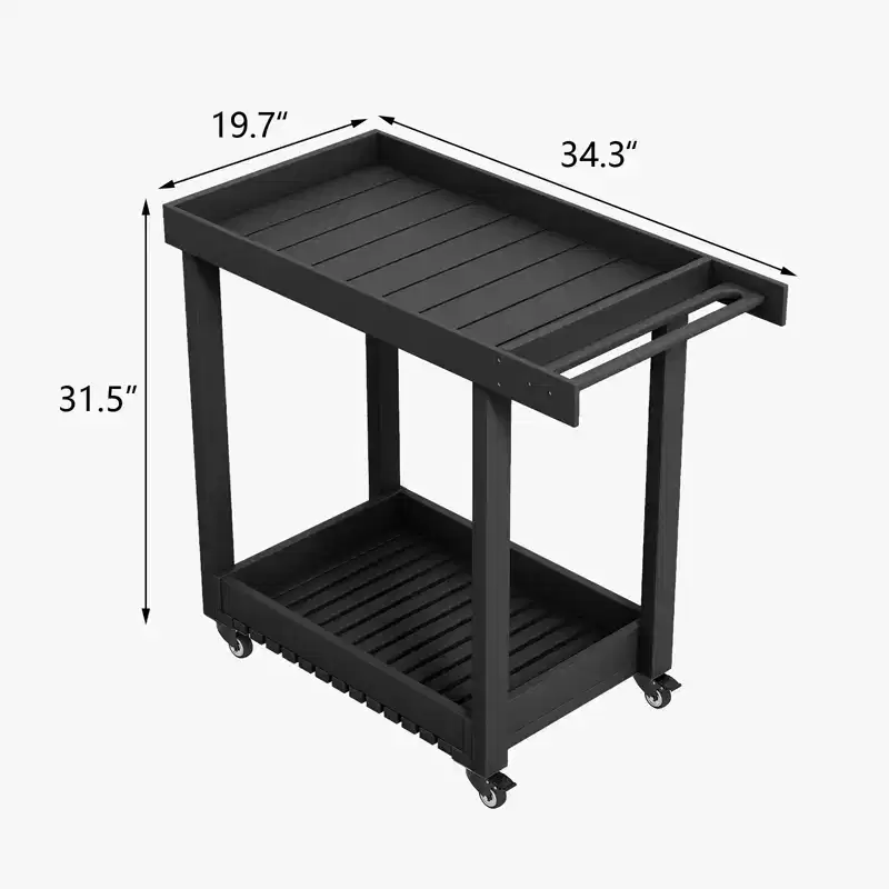 2-Shelf Utility Service Cart 500 Lbs Capacity Ideal for Home, Office, Patio, and Bbq