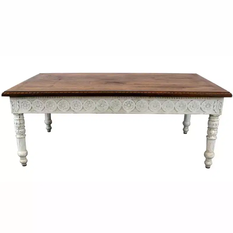 HomeRoots 48 Brown and Ivory Solid Wood Coffee Table
