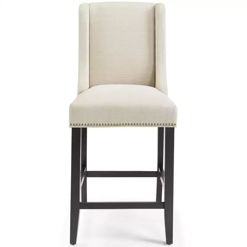 Upholstered Fabric Counter Height Barstool with Nailhead Trim