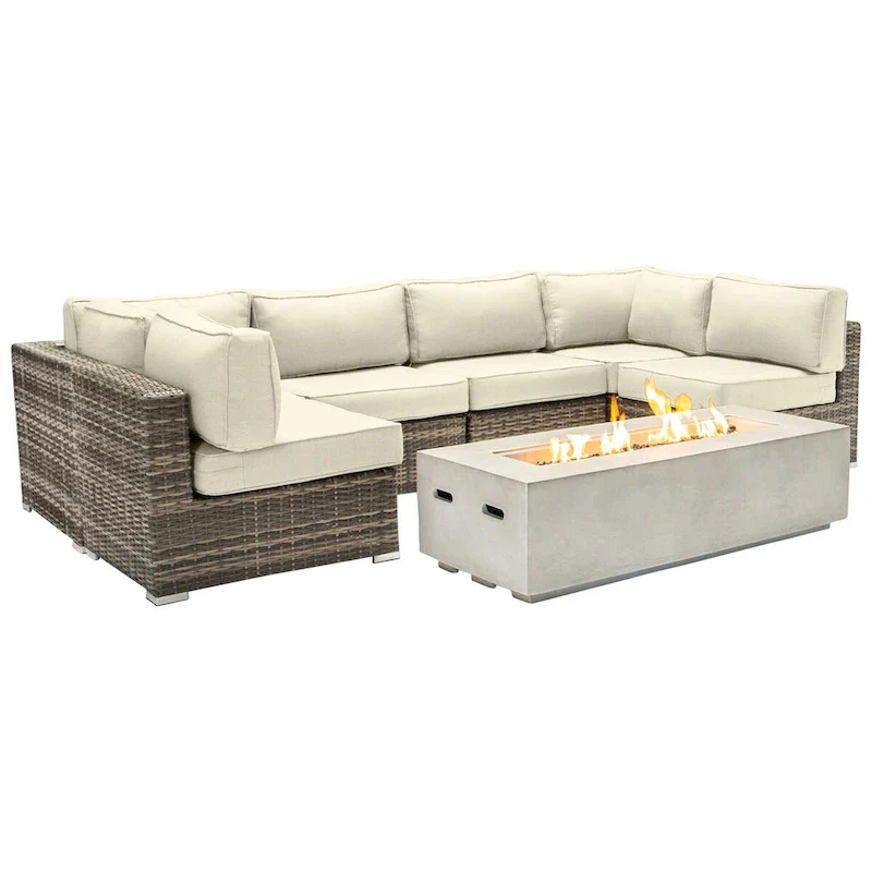 LSI 4 Person Seating Group With Firepit And Sunbrella Cushions