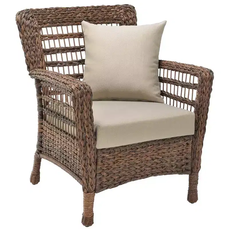 Jiallo Modern Concept Faux Sea Grass Resin Rattan Patio Chairs set (Set of 2 Armchairs)