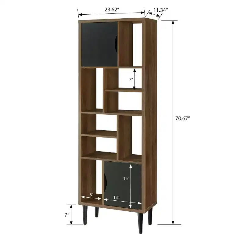 HomeStock 71.0999999999999 H. Black Manufactured wood Vertical Bookshelves 5 with Tier Shelves