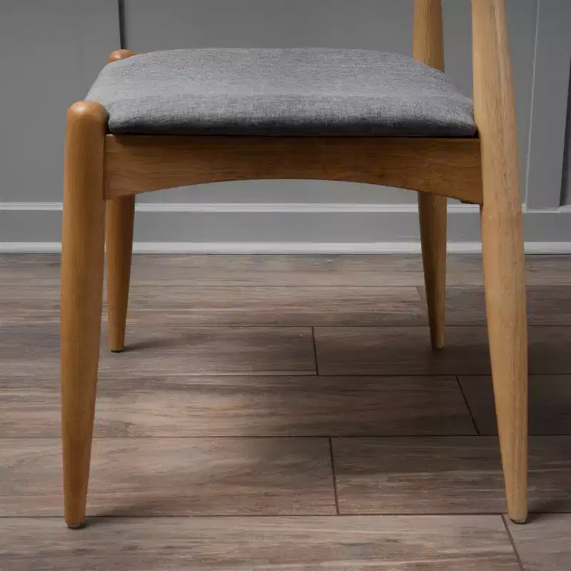 GDFStudio Virgil Mid Century Modern Fabric and Rubberwood Dining Chairs (Set of 2)