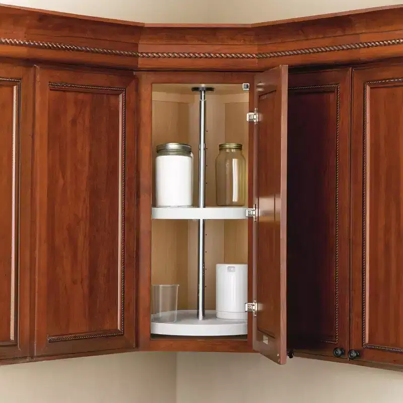 White 2-Shelf Full-Circle Lazy Susan – Corner Cabinet Organizer, 1-Cabinet Fit