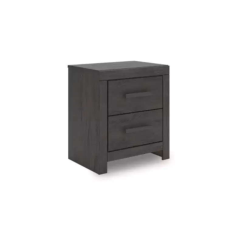 Smooth Gliding 2 Drawer Night Stand, Charcoal
