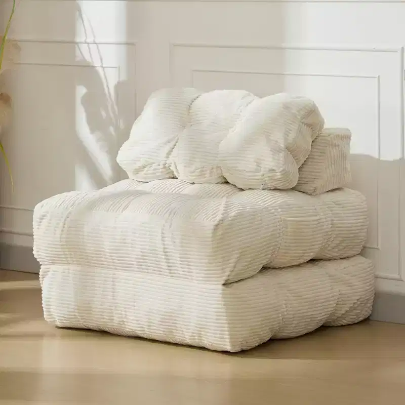 Folding sofa bed, convertible sofa bed with pillows and backrest, comfortable floor sofa/recliner, suitable for living room and bedroom, beige.